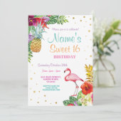フラミンゴアロハスイーツ16バースデーパーティー招待状 招待状 (スタンド正面)