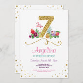 フラミンゴアロハ7thセブンバースデーパーティー招待状 招待状 (正面/裏面)