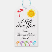 フラミンゴアンドパームツリーすべての行事ラベル ギフトタグ (裏面)