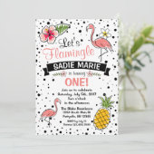 フラミンゴアンドピンアップルドール誕生日招待状 招待状 (スタンド正面)