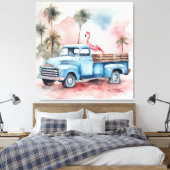 フラミンゴインブルーレトロトラック キャンバスプリント (インサイチュ (寝室))