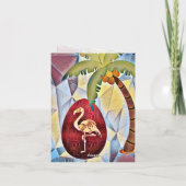 フラミンゴイースターエッグとパームツリービーチイースター サンキューカード (裏面)