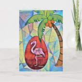 フラミンゴイースターエッグとパームツリービーチイースター シーズンカード (裏面)