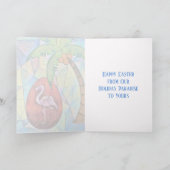 フラミンゴイースターエッグとパームツリービーチイースター シーズンカード (内部)