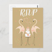 フラミンゴウェディングRSVPポストカードポートレート ポストカード (正面/裏面)