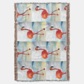 フラミンゴウォーターカラーアートブランケット スローブランケット (正面縦)