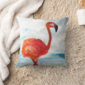 フラミンゴウォーターカラーアート装飾用クッション クッション (ブランケット)