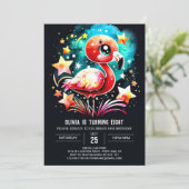 フラミンゴエレガントデジタル誕生日 招待状 (スタンド正面)