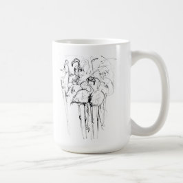 フラミンゴエレガントフックスケッチ コーヒーマグカップ