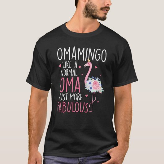 フラミンゴオマミンゴ正常なOmaフローラMおもしろい Tシャツ (正面)