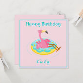 フラミンゴオンザプールリングや輪 カード (正面/裏面インサイチュ)