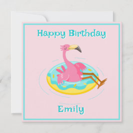 フラミンゴオンザプールリングや輪 カード