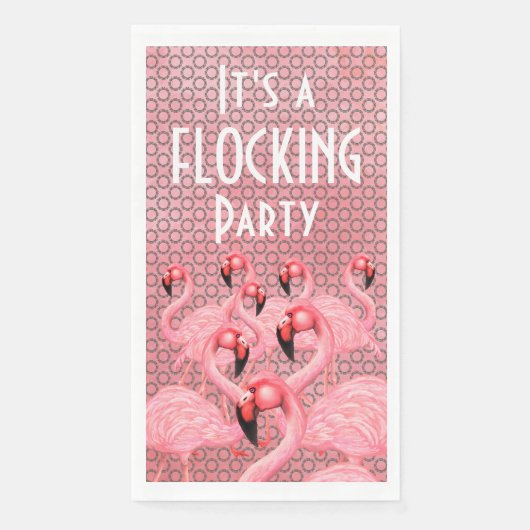 フラミンゴオンパレード紙ゲストタオル (正面)