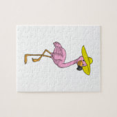 フラミンゴオンビーチと帽子 ジグソーパズル (横)