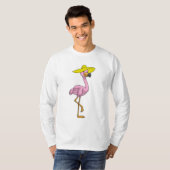 フラミンゴオンビーチと帽子 Tシャツ (正面フル)