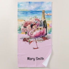 フラミンゴオンビーチ ビーチタオル