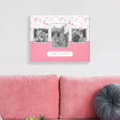 フラミンゴオン水玉模様 |文字付き家族の写真 キャンバスプリント (インサイチュ (リビング))