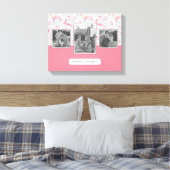 フラミンゴオン水玉模様 |文字付き家族の写真 キャンバスプリント (インサイチュ (寝室))
