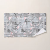 フラミンゴオーキッドトロピカルパターングレーID868バスT バスタオルセット (ハンドタオル)