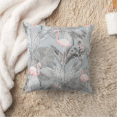 フラミンゴオーキッドトロピカルパターングレーID868 クッション (ブランケット)