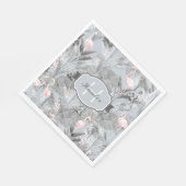 フラミンゴオーキッドトロピカルパターングレーID868 スタンダードランチョンナプキン (角)