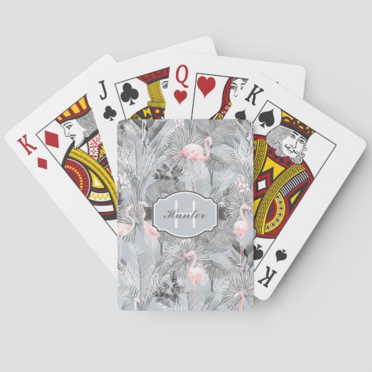 フラミンゴオーキッドトロピカルパターングレーID868 トランプ (裏面)