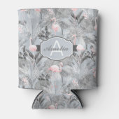 フラミンゴオーキッドトロピカルパターングレーID868 缶クーラー (正面)