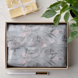 フラミンゴオーキッドトロピカルパターングレーID868 薄葉紙