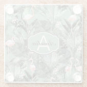 フラミンゴオーキッドトロピカルパターンセージID868 ガラスコースター (裏面)