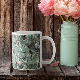 フラミンゴオーキッドトロピカルパターンセージID868 コーヒーマグカップ