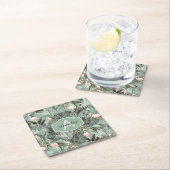 フラミンゴオーキッドトロピカルパターンセージID868 スクエアペーパーコースター (インサイチュ)