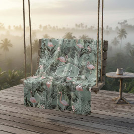 フラミンゴオーキッドトロピカルパターンセージID868 フリースブランケット