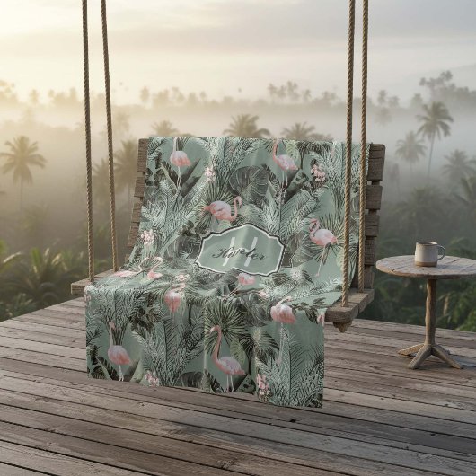 フラミンゴオーキッドトロピカルパターンセージID868 フリースブランケット