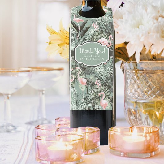 フラミンゴオーキッドトロピカルパターンセージID868 ボトルネックタグ