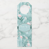 フラミンゴオーキッドトロピカルパターンティール(緑がかった色)ID868 ボトルネックタグ (正面)