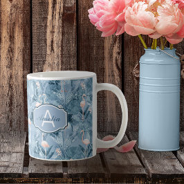 フラミンゴオーキッドトロピカルパターンブルーID868 コーヒーマグカップ