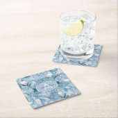 フラミンゴオーキッドトロピカルパターンブルーID868 スクエアペーパーコースター (インサイチュ)