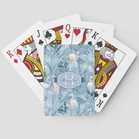 フラミンゴオーキッドトロピカルパターンブルーID868 トランプ (裏面)