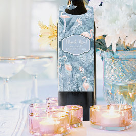 フラミンゴオーキッドトロピカルパターンブルーID868 ボトルネックタグ