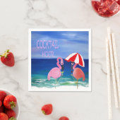 フラミンゴカクテルアワービーチナプキン。 スタンダードカクテルナプキン (インサイチュ)