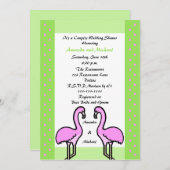 フラミンゴカップルウェディングシャワー招待状 招待状 (正面/裏面)