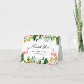 フラミンゴカップルトロピカルフローラ結婚ズサンキュー サンキューカード (正面)