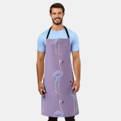 フラミンゴカラフルレインボーバード。美しいシームレス エプロン (着用した状態)