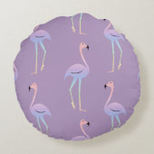 フラミンゴカラフルレインボーバード。美しいシームレス ラウンドクッション (裏面)