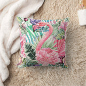 フラミンゴカラフル水彩 クッション (ブランケット)