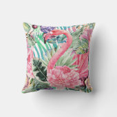 フラミンゴカラフル水彩 クッション (裏面)