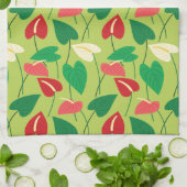 フラミンゴカラフル花の模様 キッチンタオル (折り畳み)