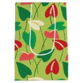 フラミンゴカラフル花の模様 ミディアムペーパーバッグ (裏面)