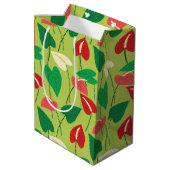 フラミンゴカラフル花の模様 ミディアムペーパーバッグ (裏面アングル)