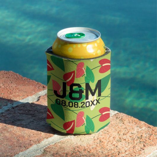 フラミンゴカラフル花の模様 缶クーラー (インサイチュ プール)